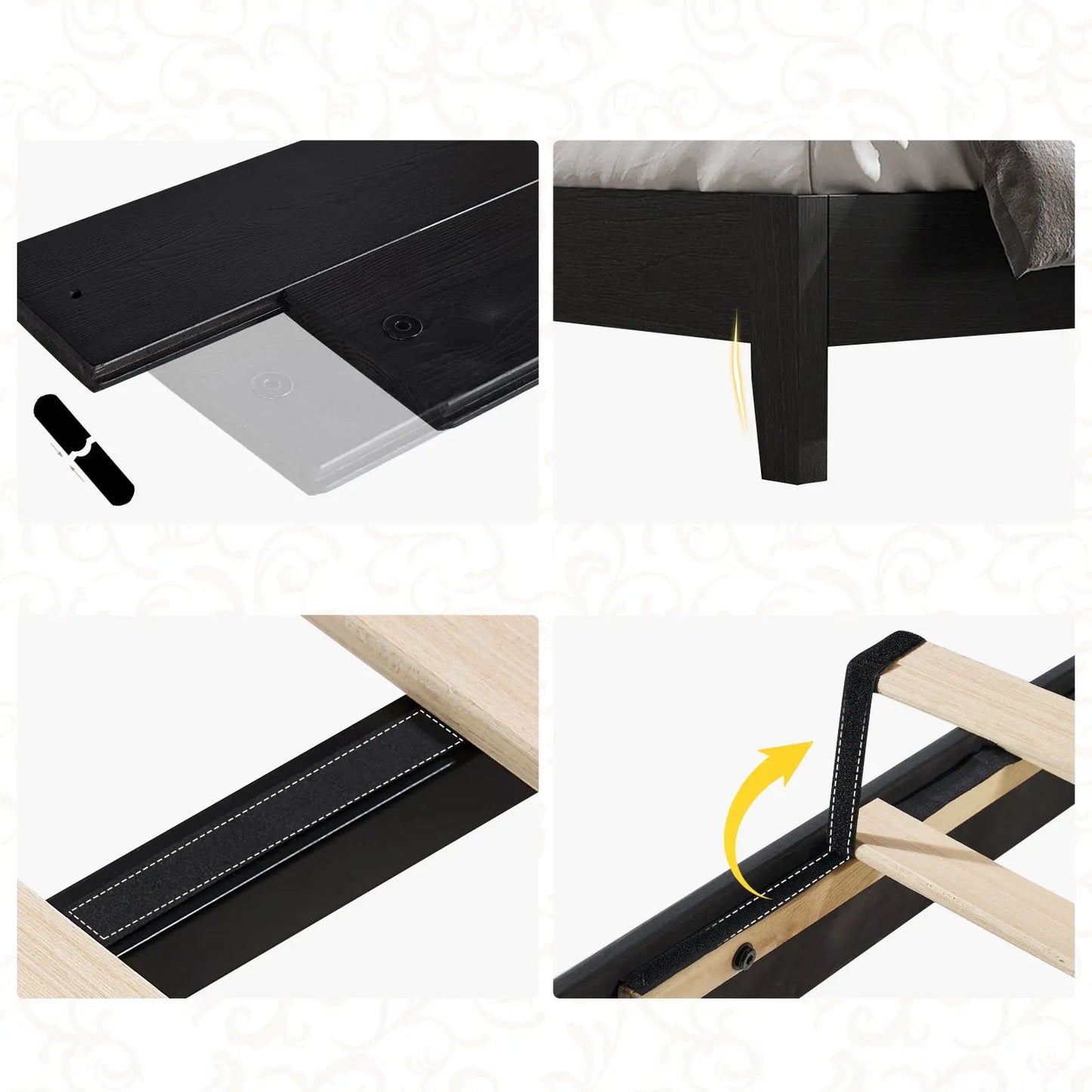Sanderson Solid Wood Bed Frame Amerlife King / Black