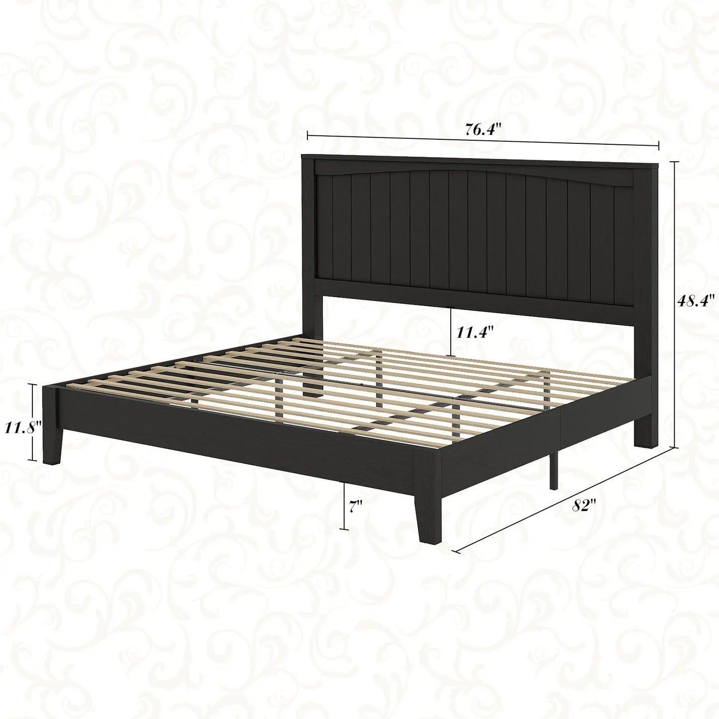 Sanderson Solid Wood Bed Frame Amerlife King / Black