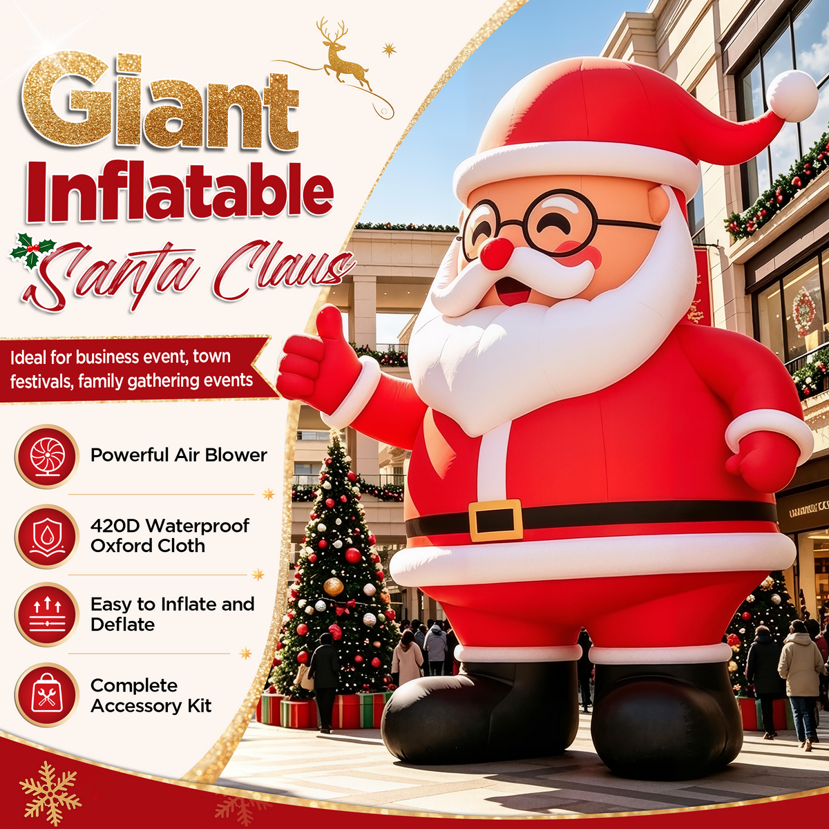 Vibe Giant Inflatable Santa Claus for Outdoor Christmas Decorations-Giant Inflatable Santa Claus-26FT