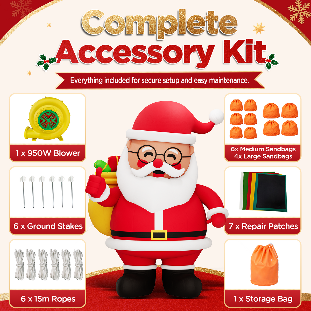 Vibe Giant Inflatable Santa Claus for Outdoor Christmas Decorations-Giant Inflatable Santa Claus-33FT