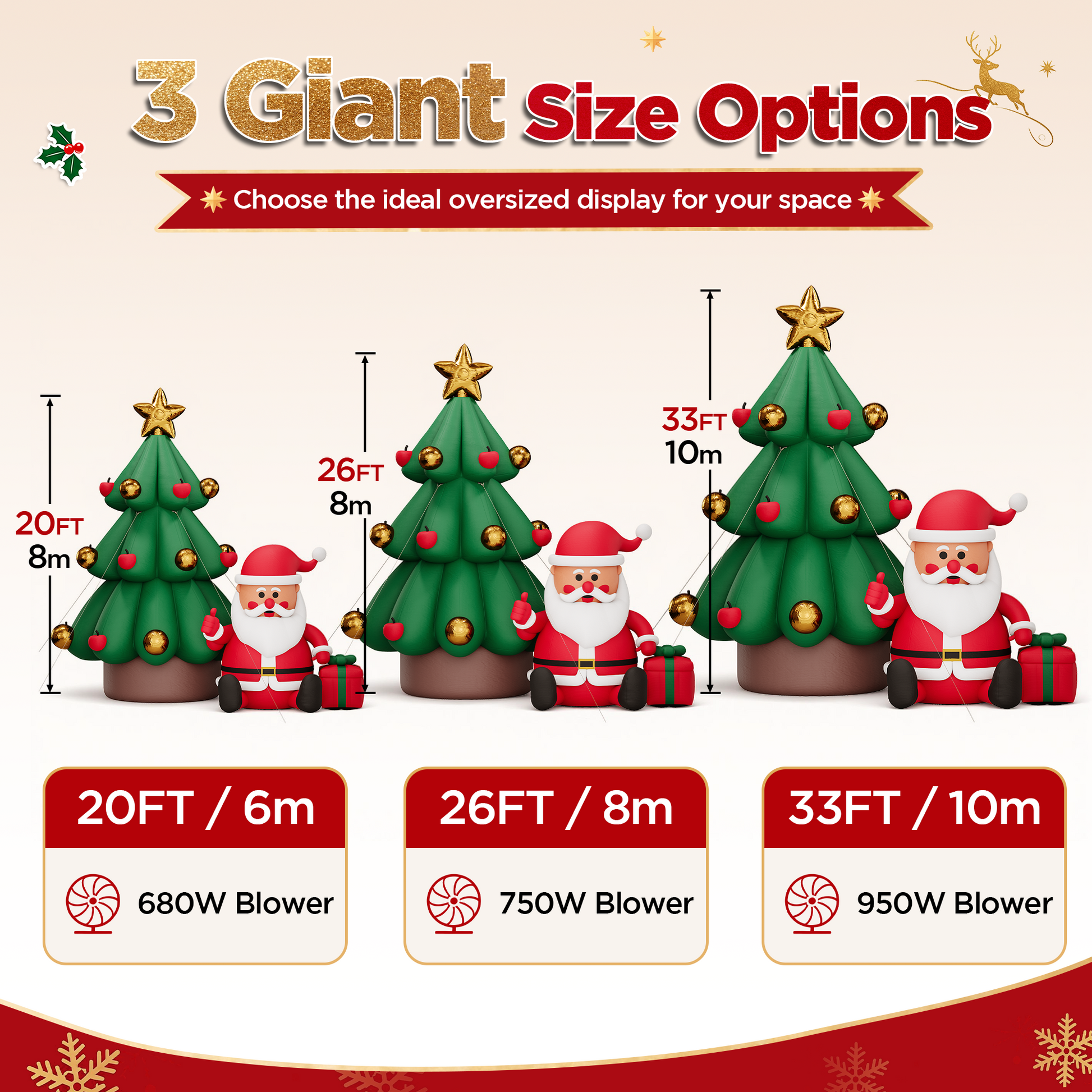 Vibe Giant Inflatable Santa Claus for Outdoor Christmas Decorations-Giant Inflatable Santa Claus and Tree-33FT