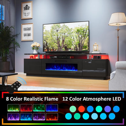 Sheer 80" Fireplace 5-Piece Living Room Set-Black