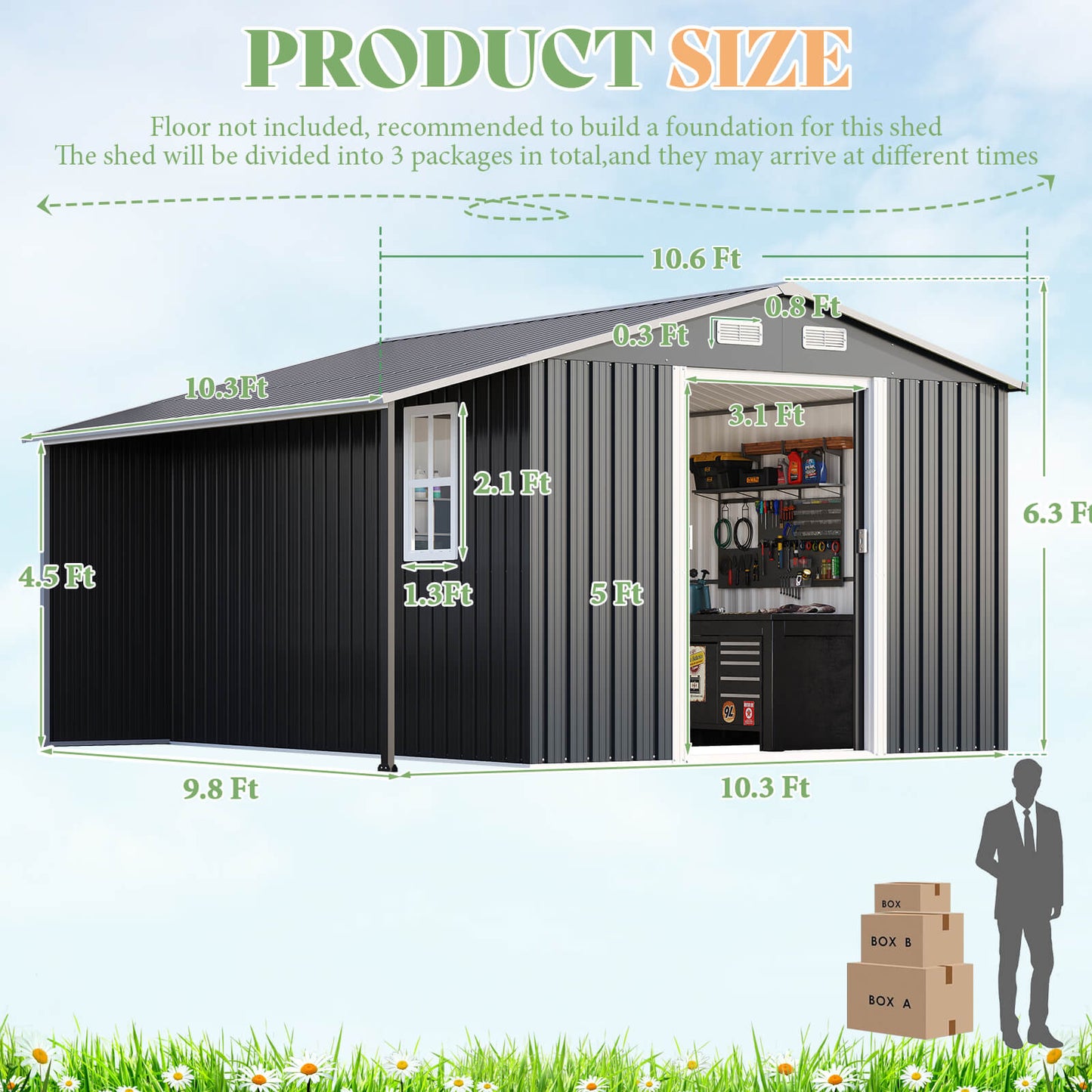 FirewoodPro 10.6x10.3 FT Outdoor Storage Shed 