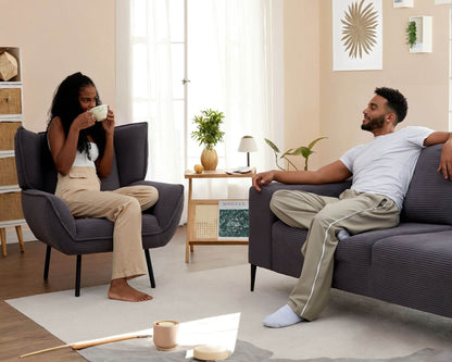 Grey Corduroy Sofa Set - 1 chair