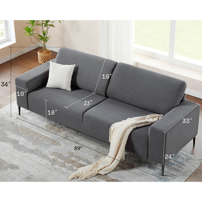 Grey Corduroy Sofa Set - 1 chair