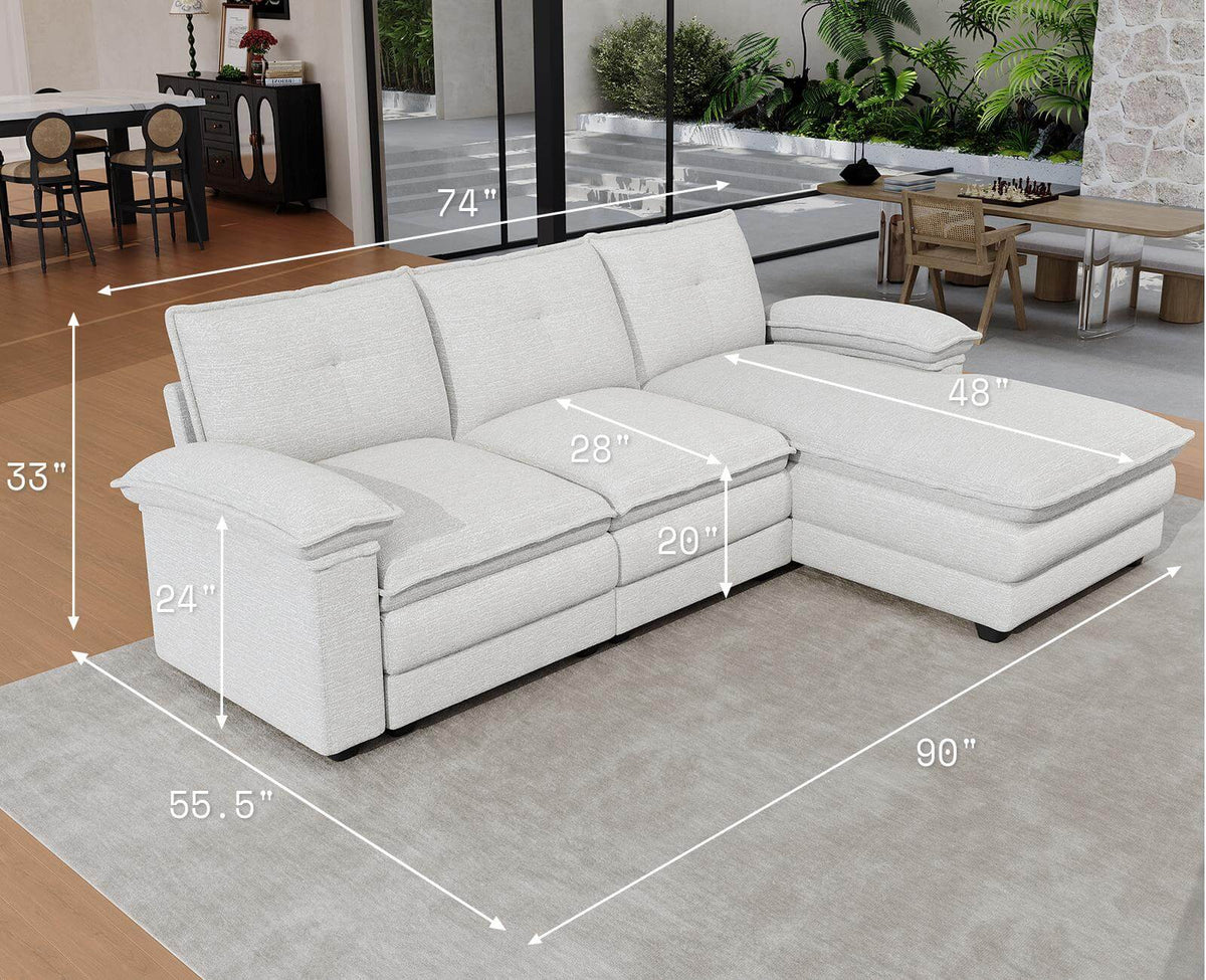 Earl Oversized Chenille Sectional Sofa - Beige