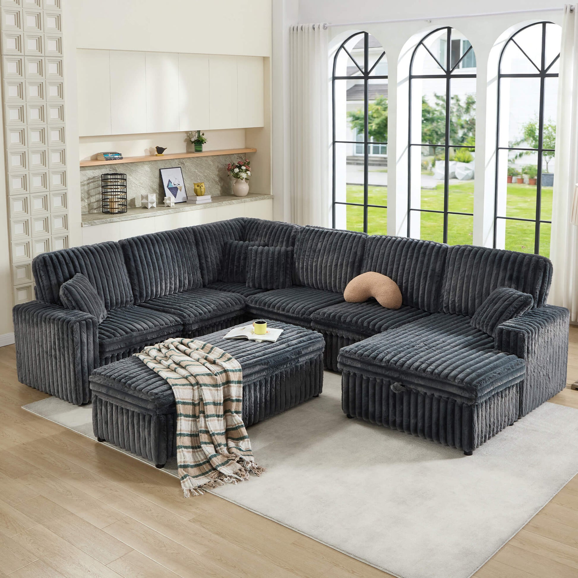 Storavia Cloud Modular Sleeper Sectional Sofa - Grey