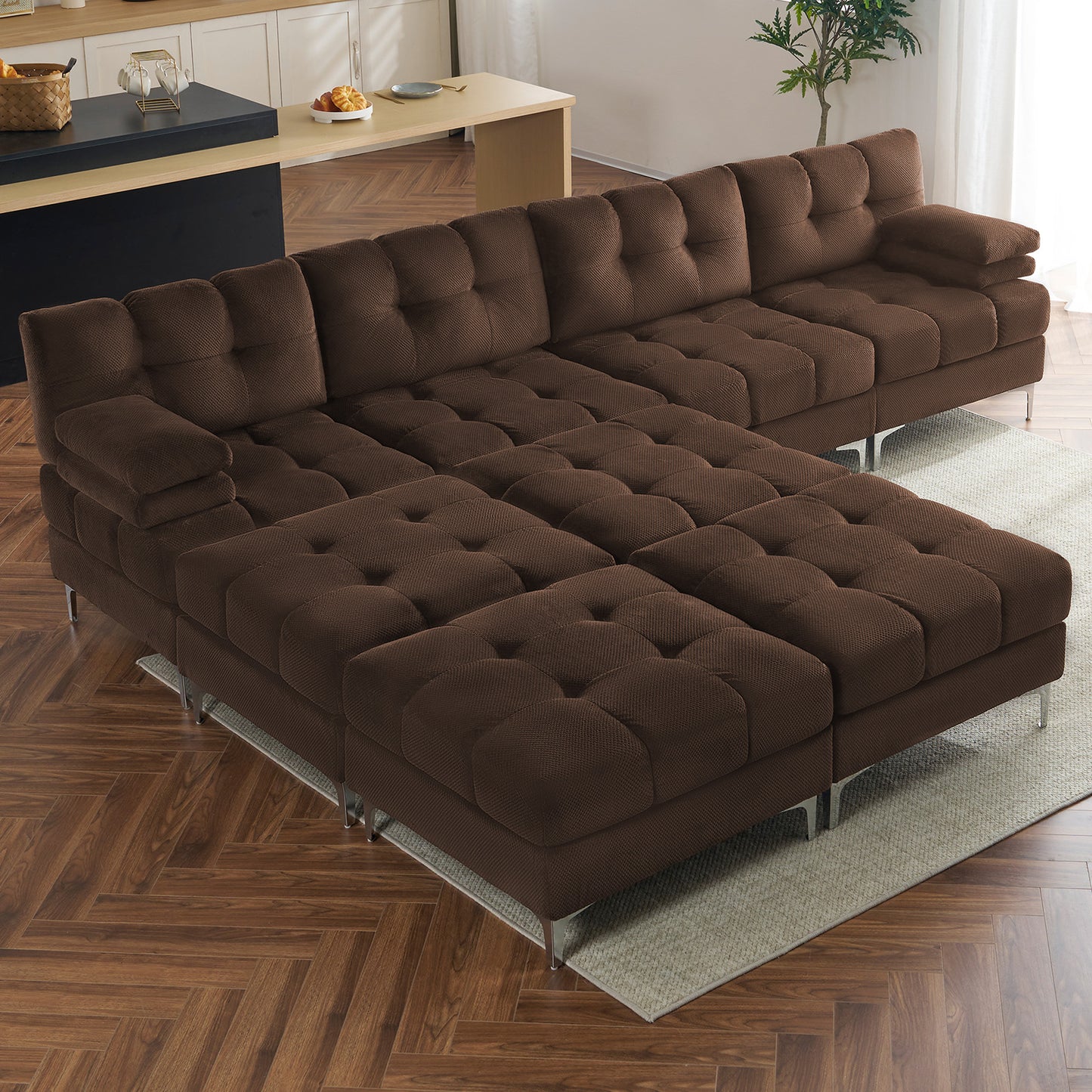124''-8 Seats U-shape / Brown