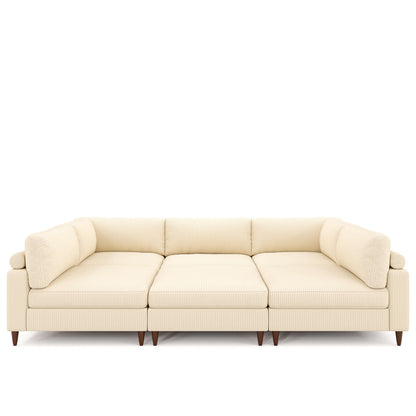 Haven 133" Corduroy Sectional Sofa -?Corduroy / Beige