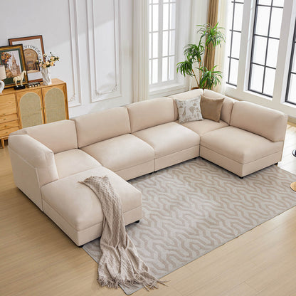 Opal 148" Oversized Sectional Sofa - Linen / Beige