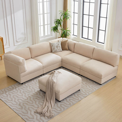 Opal 148" Oversized Sectional Sofa - Linen / Beige