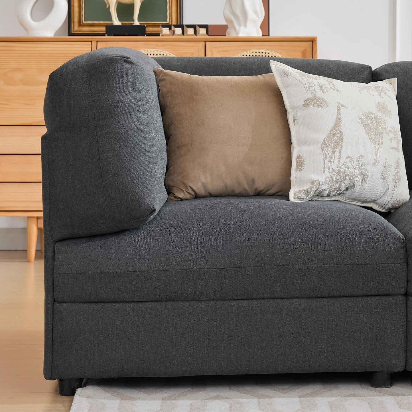 Opal 148" Oversized Sectional Sofa - Linen / Gray