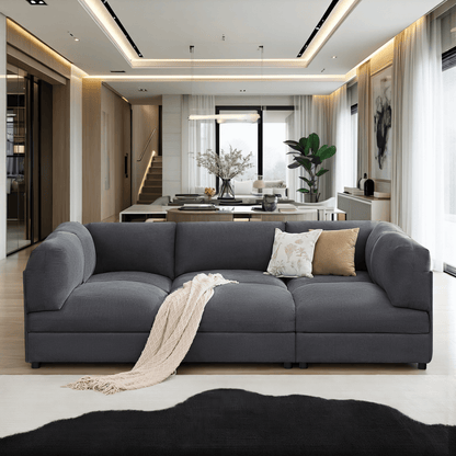 Opal 148" Oversized Sectional Sofa - Linen / Gray