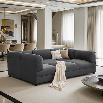 Opal 148" Oversized Sectional Sofa - Linen / Gray