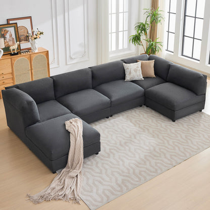 Opal 148" Oversized Sectional Sofa - Linen / Gray