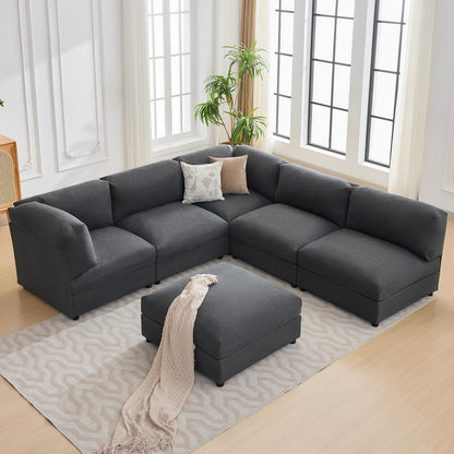 Opal 148" Oversized Sectional Sofa - Linen / Gray