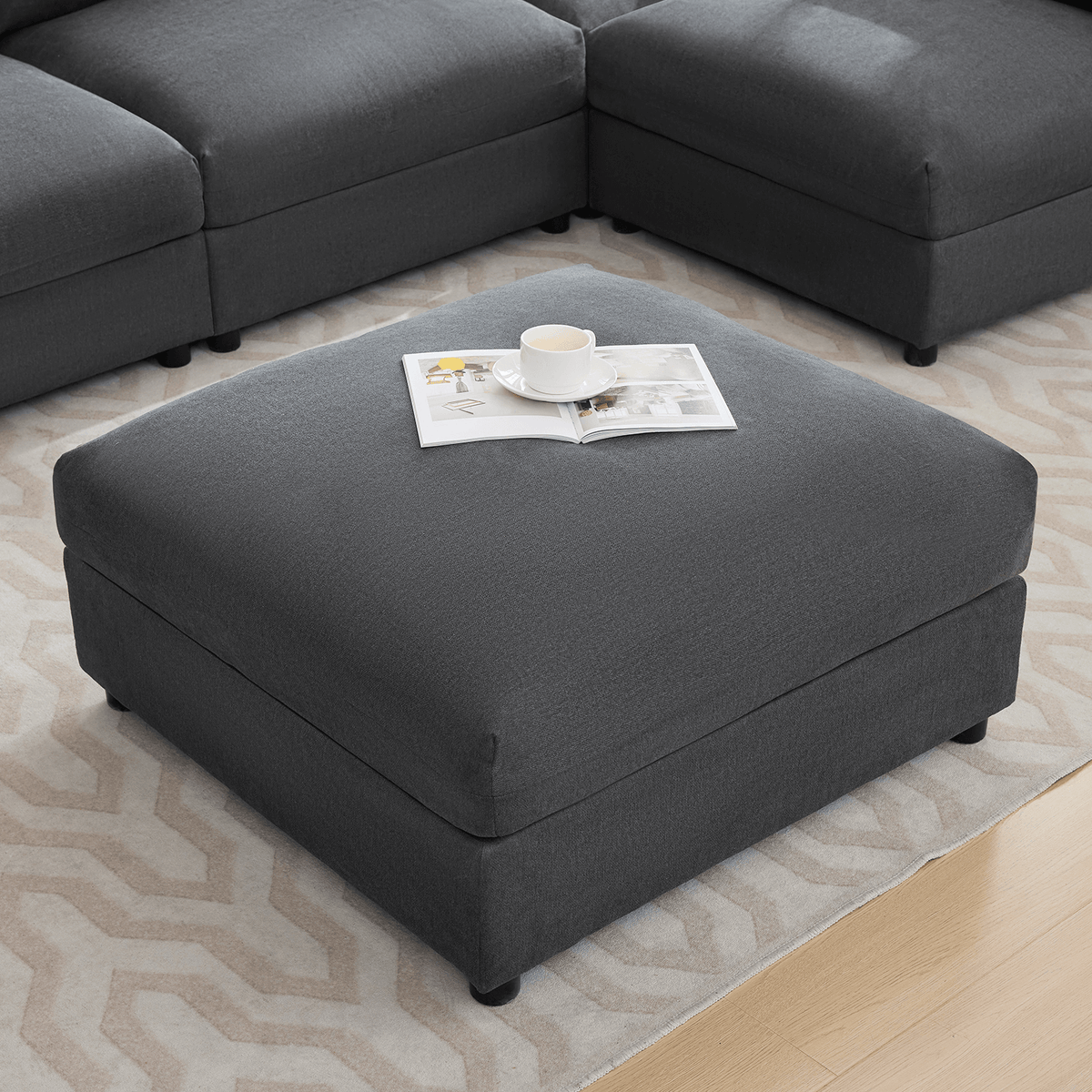 Opal 148" Oversized Sectional Sofa - Linen / Gray
