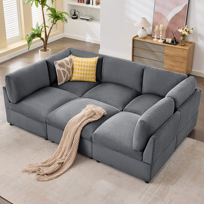 Cloudell 97" Corduroy Sectional Sofa Amerlife