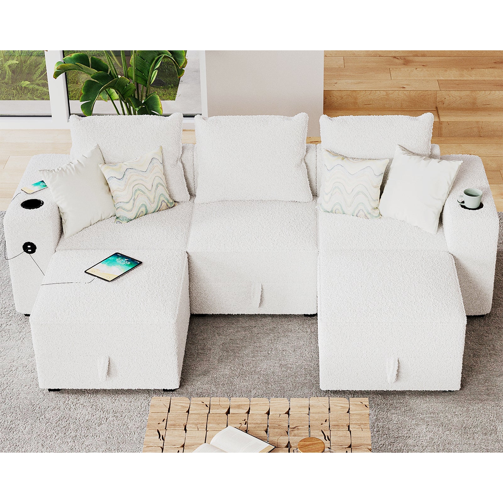 5 Seats-U Shape / Bouclé White
