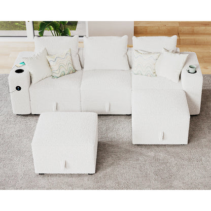 5 Seats-U Shape / Bouclé White