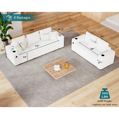 5 Seats-2 Piece / Bouclé White