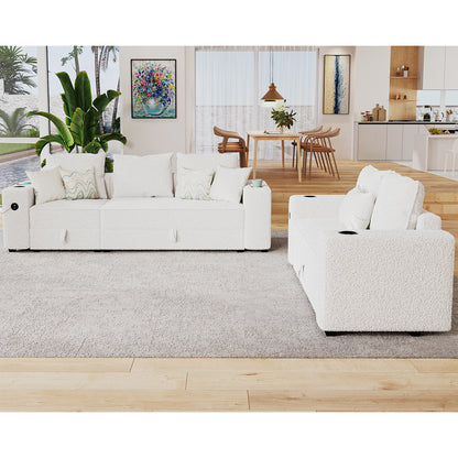 5 Seats-2 Piece / Bouclé White
