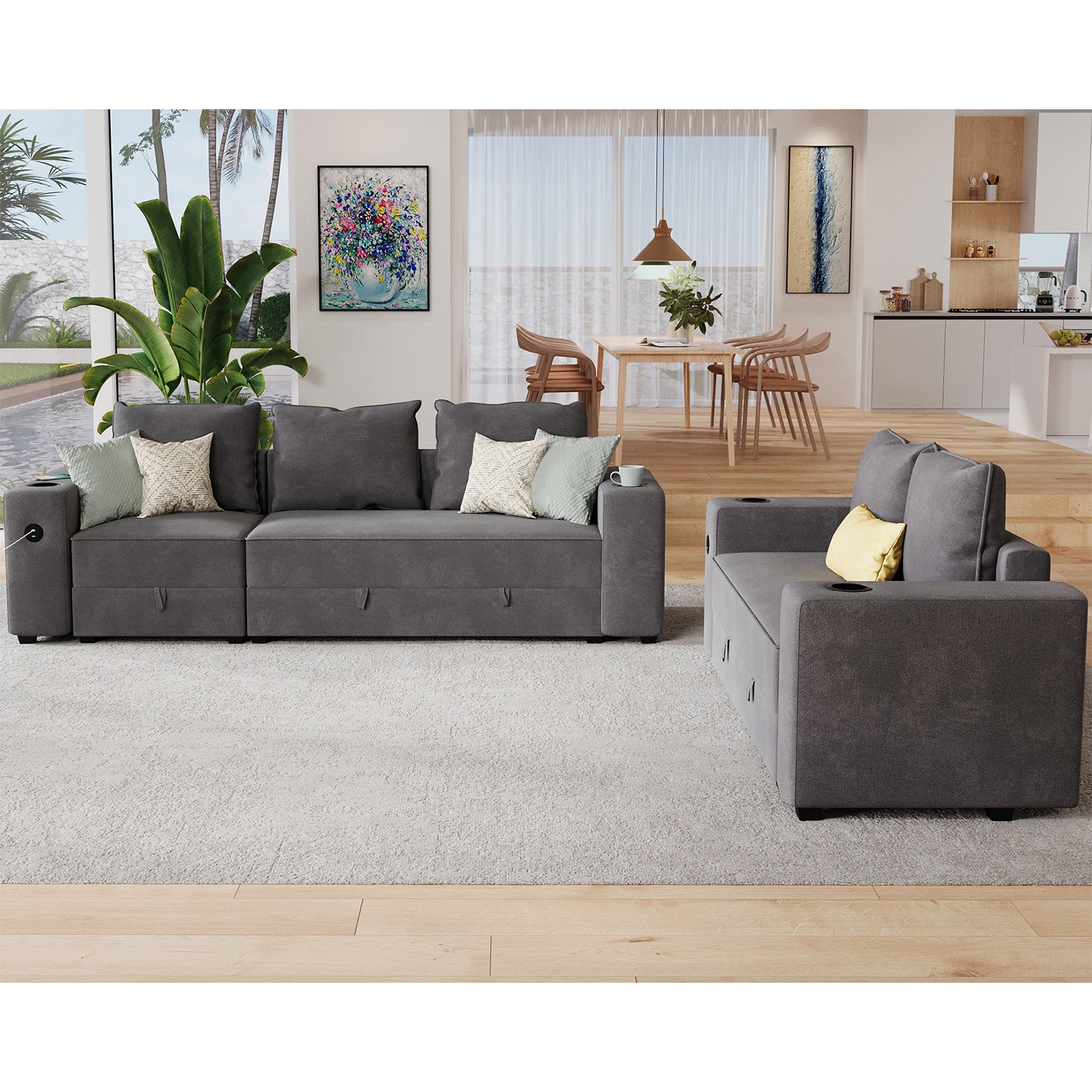 5 Seats-2 Piece / Grey