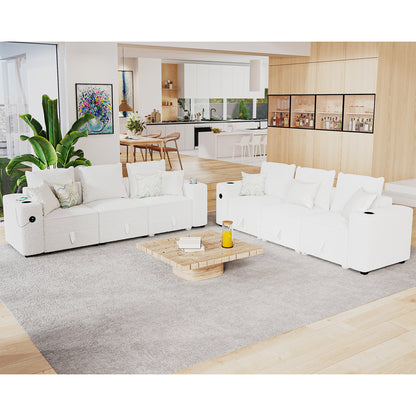 6 Seats-2 Piece / Bouclé White