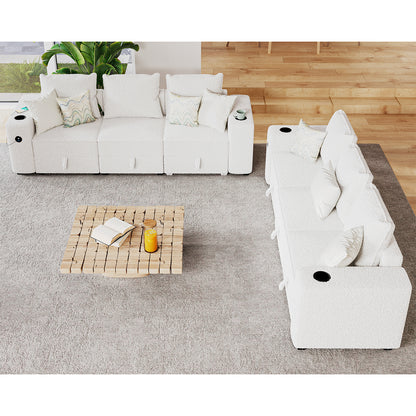 6 Seats-2 Piece / Bouclé White