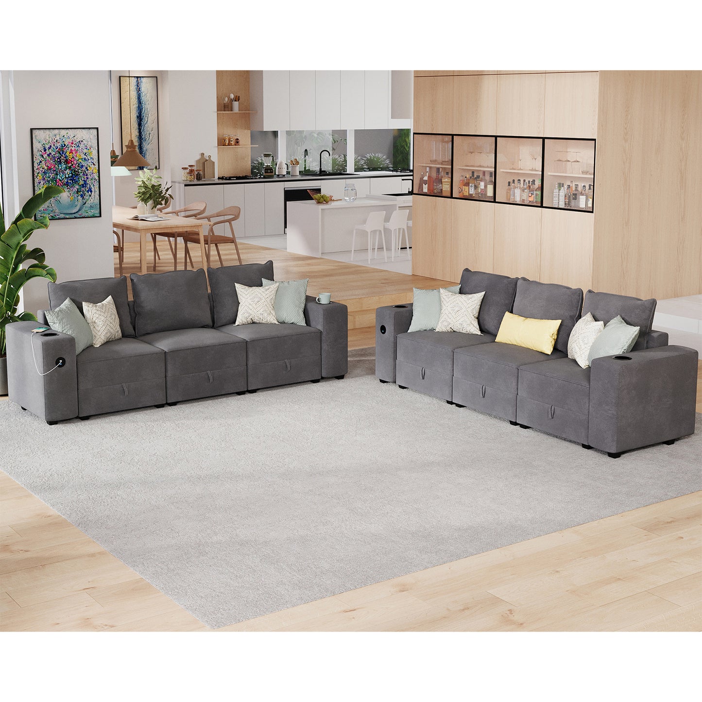 6 Seats-2 Piece / Grey