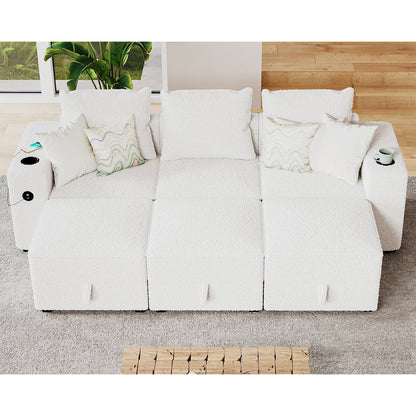 6 Seats-Sleeper / Bouclé White