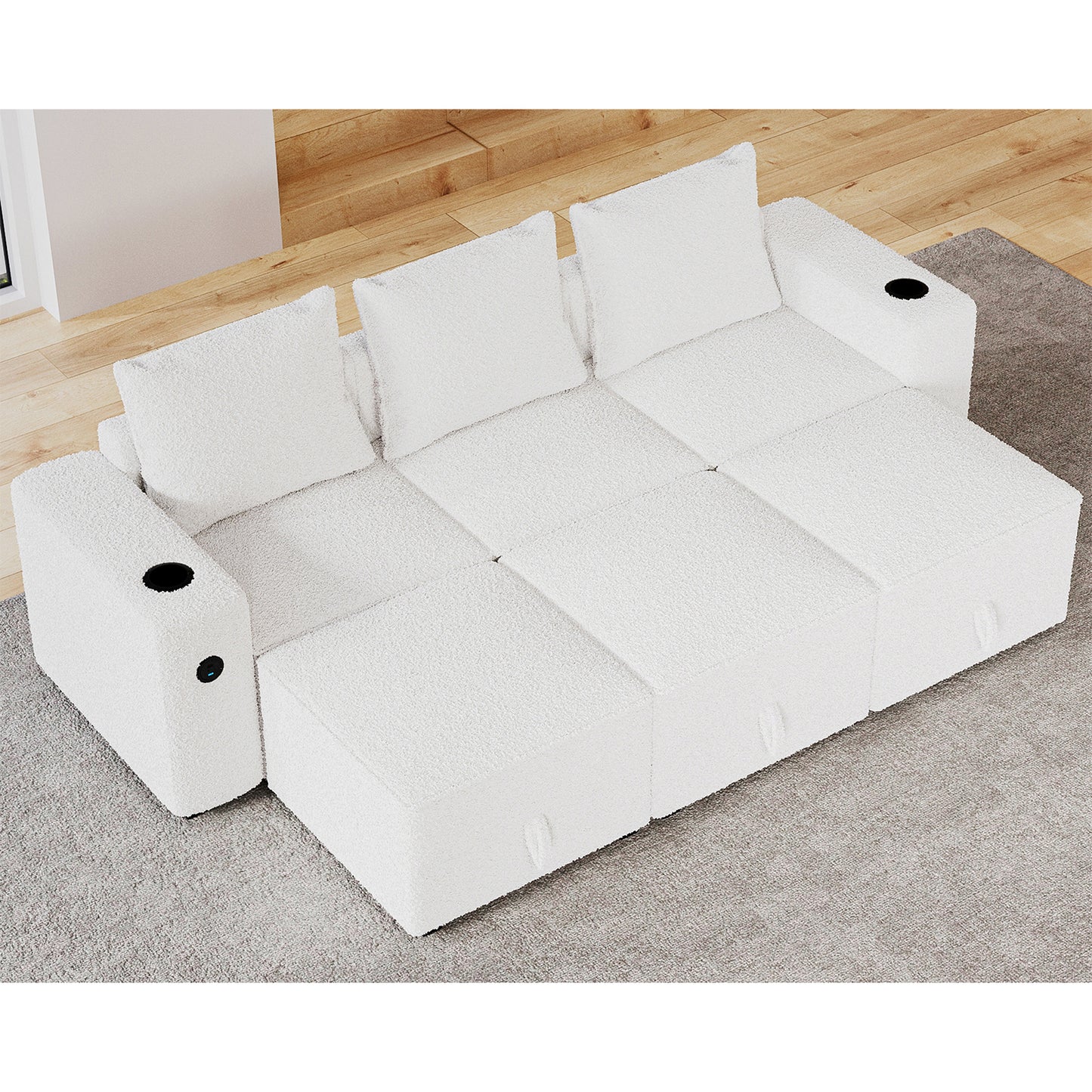 6 Seats-Sleeper / Bouclé White