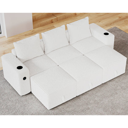 6 Seats-Sleeper / Bouclé White