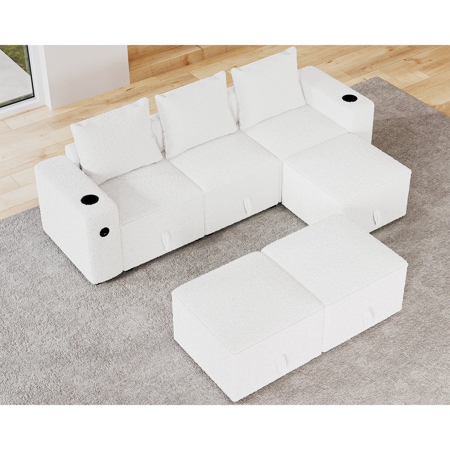 6 Seats-Sleeper / Bouclé White
