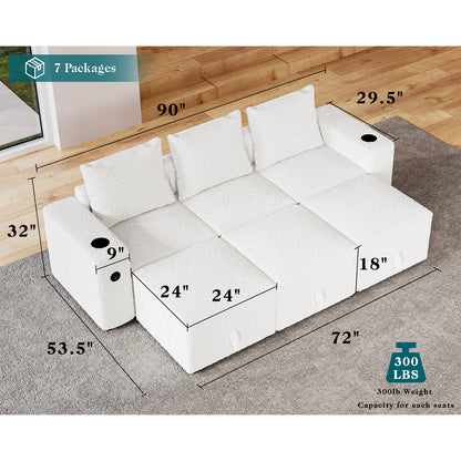 6 Seats-Sleeper / Bouclé White