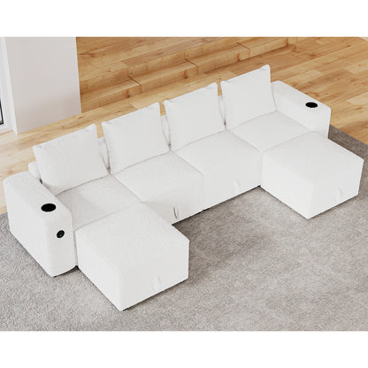 6 Seats-U Shape / Bouclé White