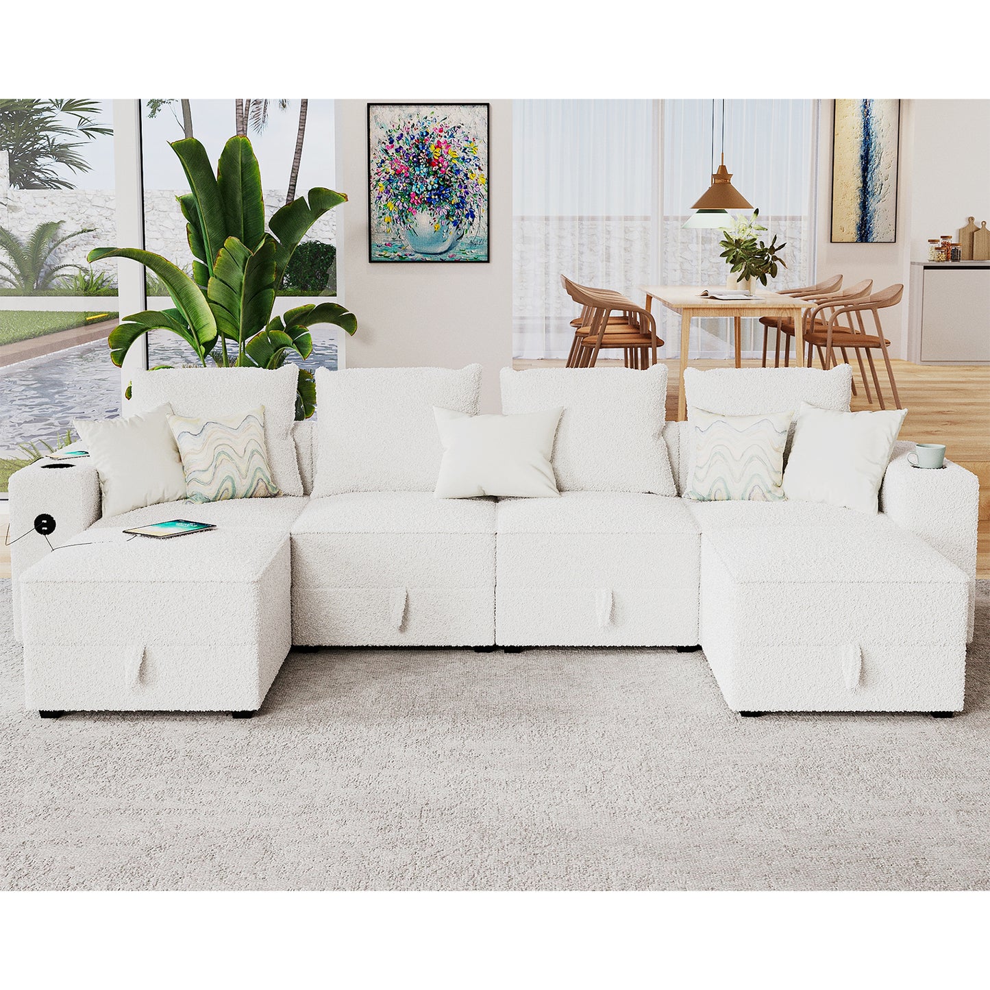 6 Seats-U Shape / Bouclé White