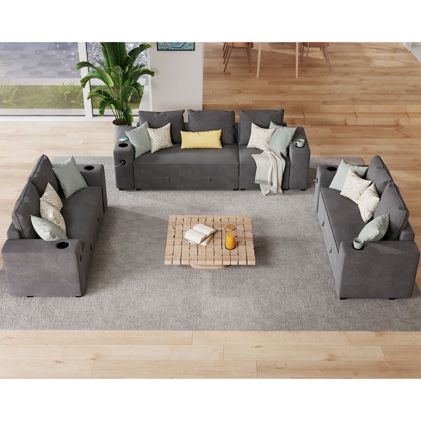 7 Seats-3 Piece / Grey
