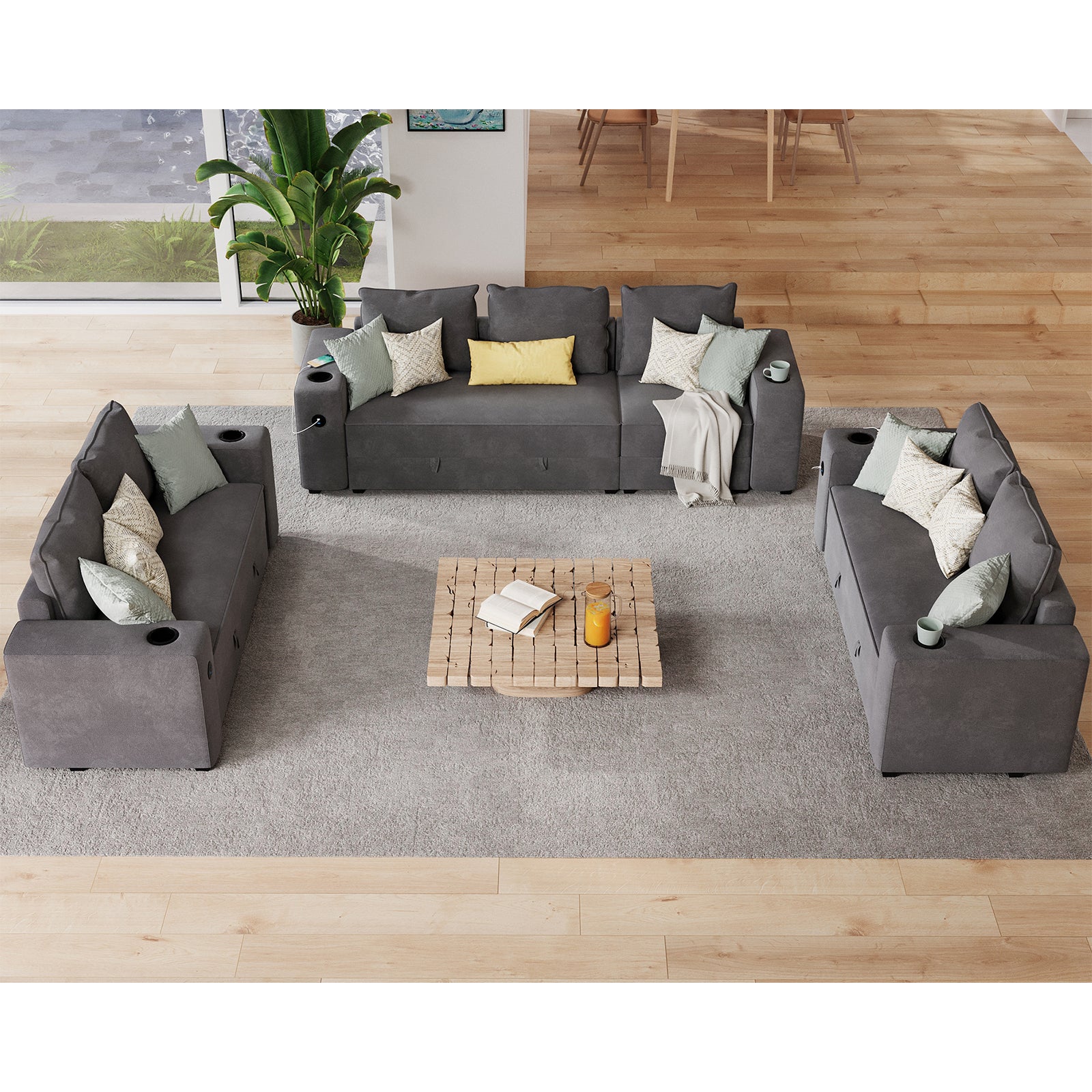 7 Seats-3 Piece / Grey