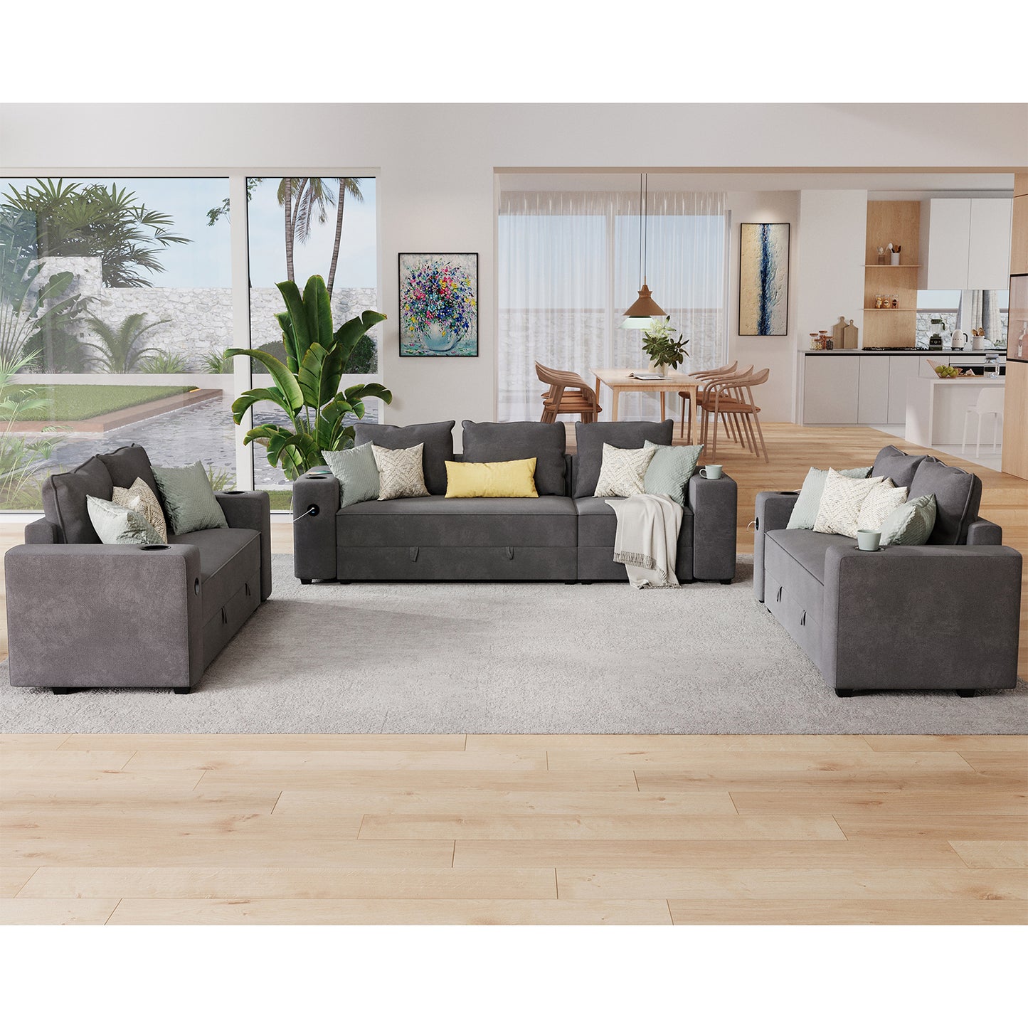 7 Seats-3 Piece / Grey