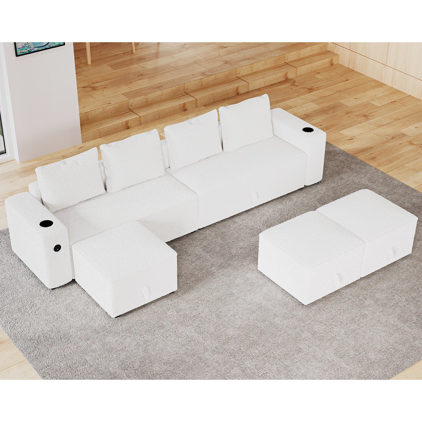 7 Seats-U Shape / Bouclé White