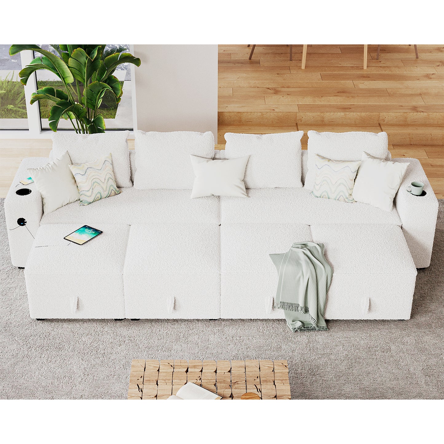 8 Seats-U Shape 1 / Bouclé White