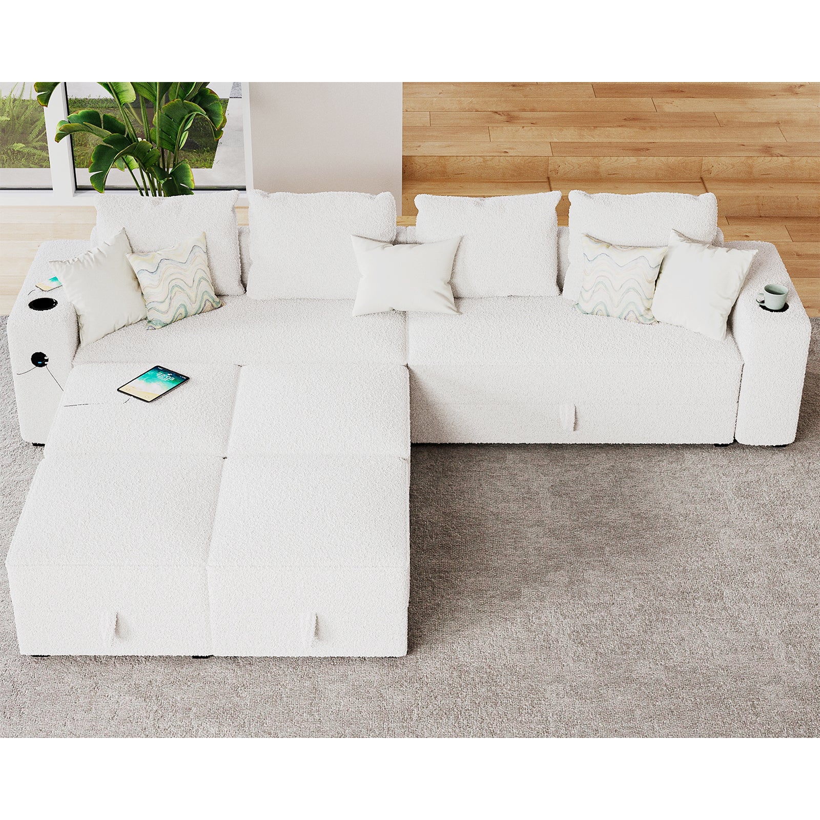 8 Seats-U Shape 1 / Bouclé White