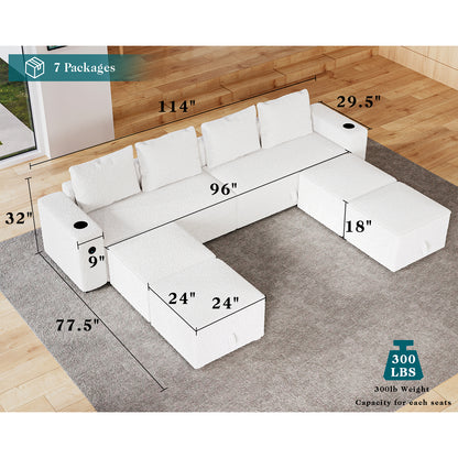 8 Seats-U Shape 1 / Bouclé White