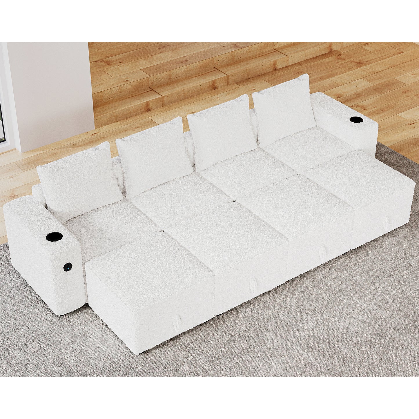 8 Seats-U Shape 2 / Bouclé White