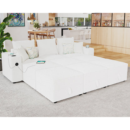 9 Seats-Sleeper / Bouclé White