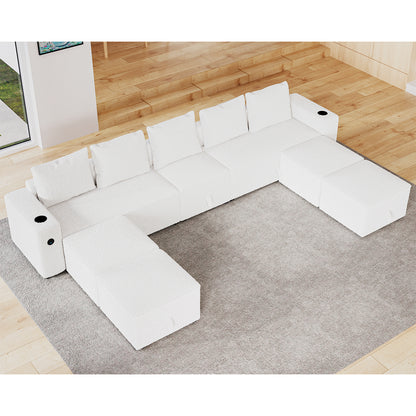 9 Seats-U Shape 1 / Bouclé White
