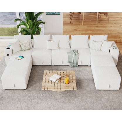 9 Seats-U Shape 2 / Bouclé White