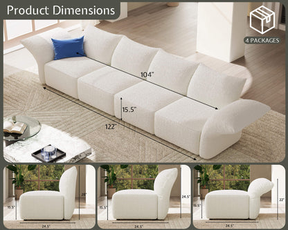 Brakt 122-Inch Modular Sectional Sofa - White