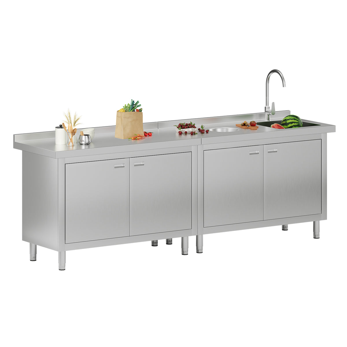 Stainless Steel Sink Cabinet Amerlife 96" x 24" x 33.5"